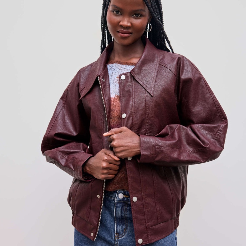 Cider Faux Leather Zipper Jacket Medium